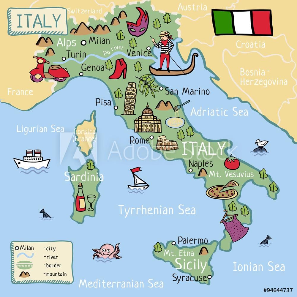 mapa Itálie pro děti