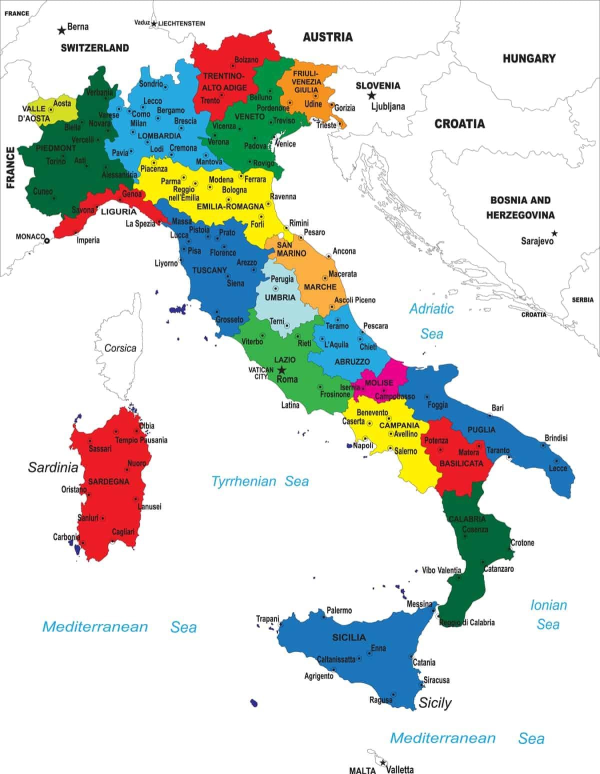 mapa Itálie politická