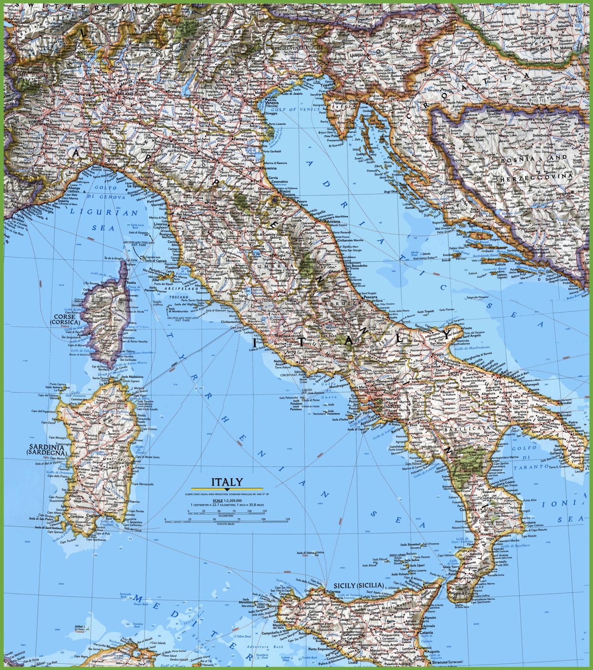 velká podrobná mapa Itálie