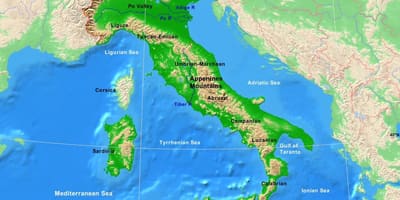 Mapa Itálie hory