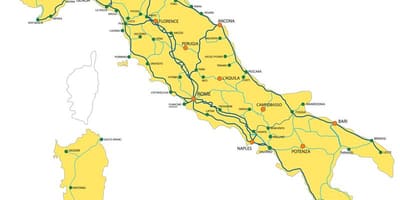 Itálie železniční systém mapě