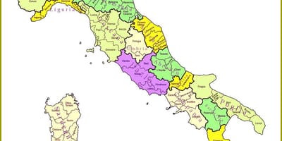 Itálie mapa regionů, provincií