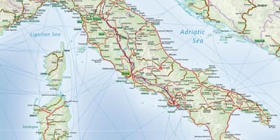 Itálie, železniční mapa systému