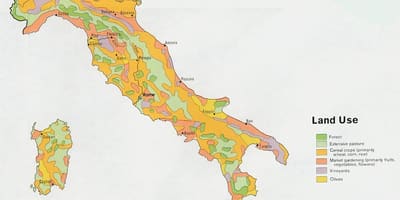 Mapa Itálie, zemědělství