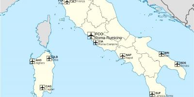 Mezinárodní letiště v Itálii mapě