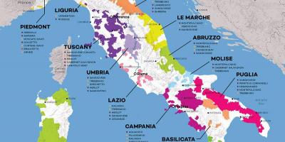 Itálie víno mapě