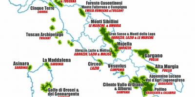 Itálie národní parky mapě