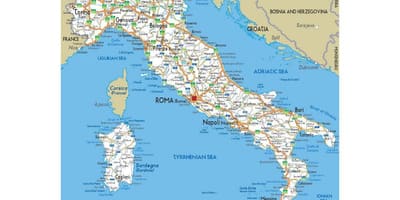 Podrobná mapa Itálie s městy