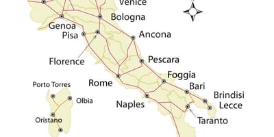 Vlak mapa Itálie sítě